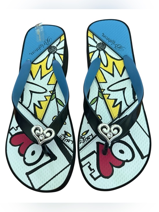 Brighton Shoes - Brighton Heart-Embellished Flip Flops Size 8 NWOT